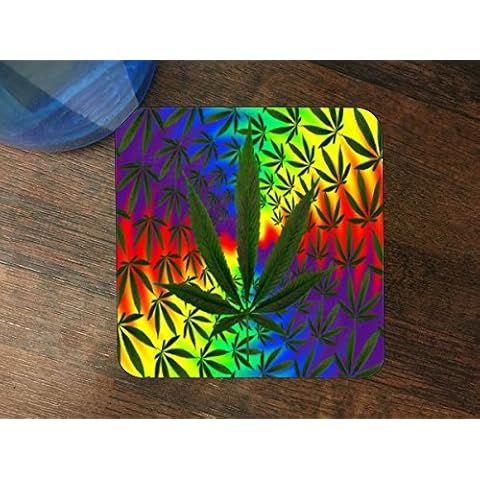 Weed Leaves Silicone Drink Beverage Coaster 4 Pack by Demon Decal Cover