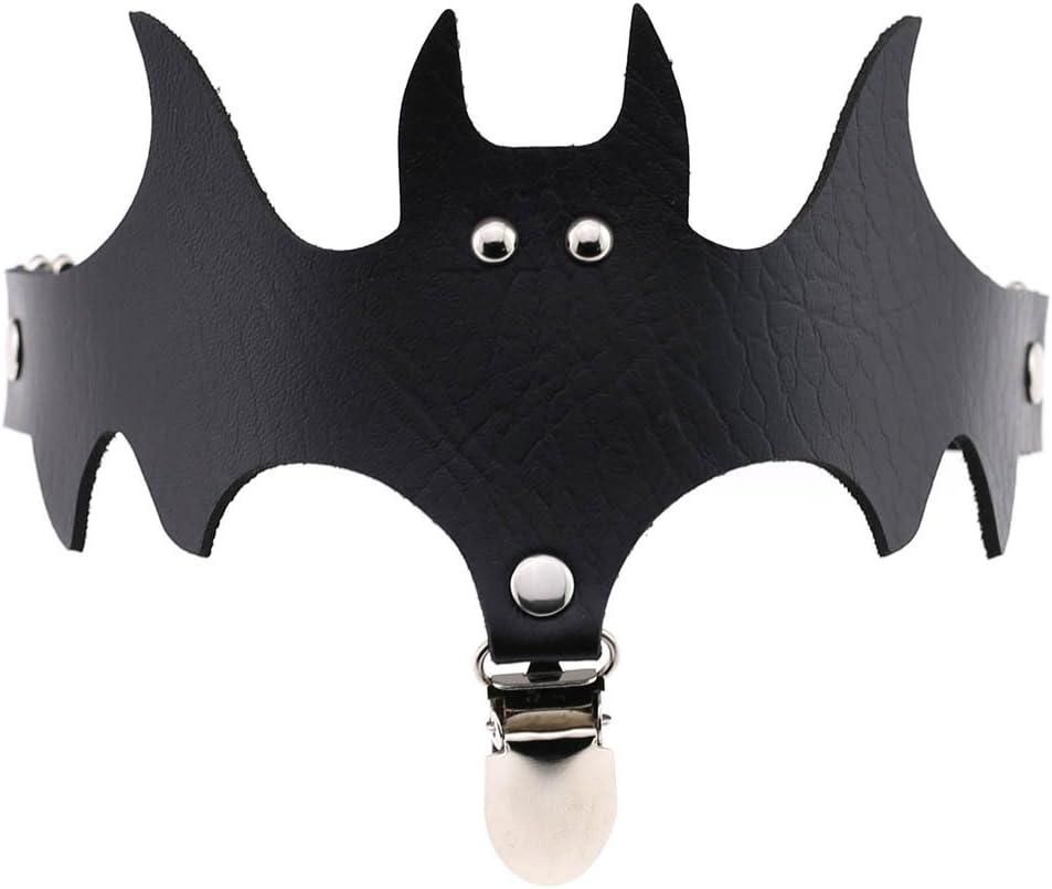 Outman 2 Pcs Black Bat Design Adjustable Sexy Elasticity Leg Harness Garter Belts with Metal Clips for Halloween Party
