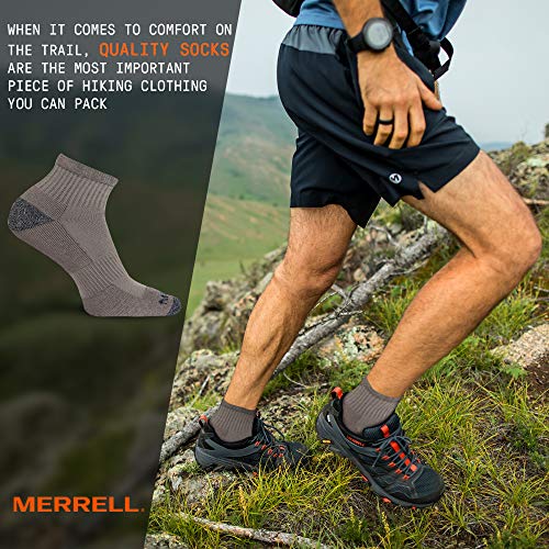 image for Merrell Men's 3 Pack Cushioned Performance Hiker Socks (Low/Quarter/Cr