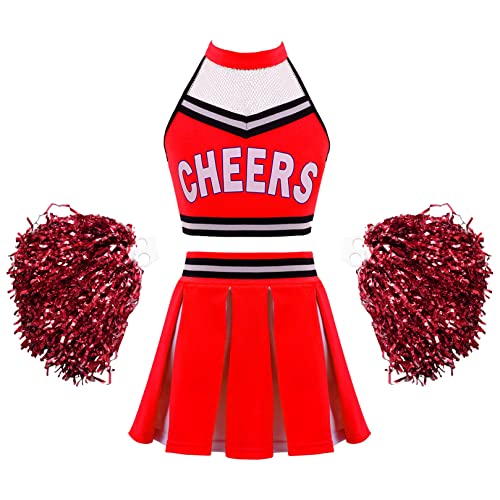 Catálogo de Ropa de Cheerleading y animación para comprar online. 47 ranrann Disfraz de Animadora para Niña Chica Uniforme de Porrista Traje de Cheerleading 3Pcs Crop Top Falda Plisada con Pompones Disfraces Cosplay Halloween Carnaval A Rojo 5-6...