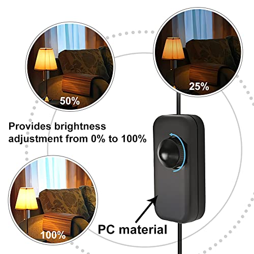 Yuanyoutong Inline Lamp Switch, Rotary Dimmer Switch, Black Cord Switch Replacement For Table Lamp, Floor Lamp, Pendant Light, Works With Dimmable Led, Incandescent, Halogen Bulbs #TOP3