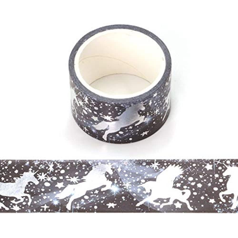 Syntego Silver 2 Rolls Holographic Foil Magical Unicorns Washi Tape 30Mm X 5M