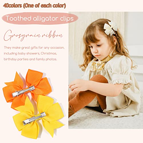 image for YHXX YLEN 40PCS 3 Inch Hair Bows for Girls Grosgrain Ribbon Toddler Ac