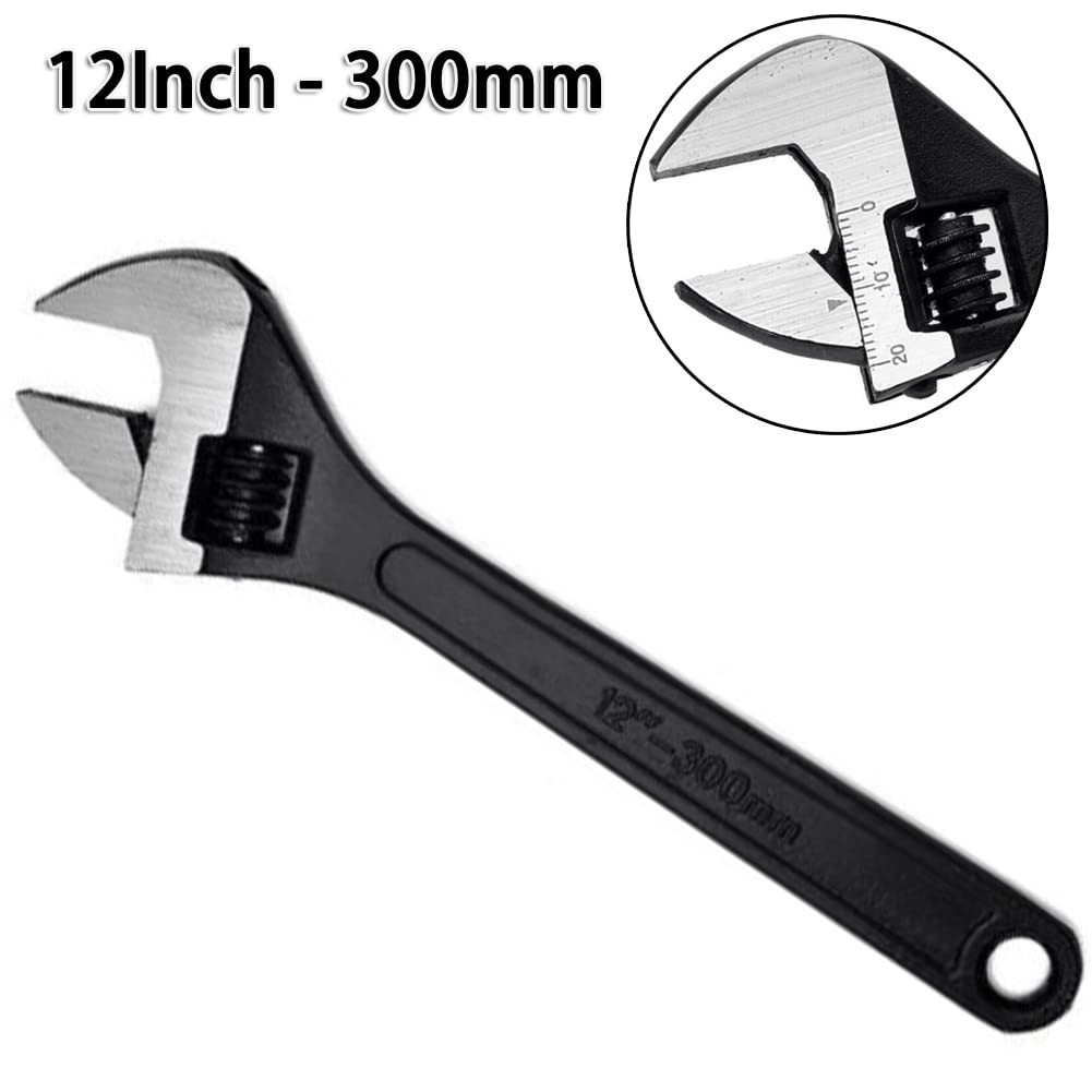 Llave Inglesa Ajustable Grande de 12 Pulgadas, Herramienta Manual de reparación con Apertura de mandíbula, Herramientas manuales de reparación portátiles, Llaves inglesas