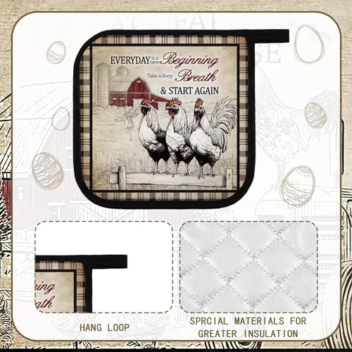 Bencailor-12-Pcs-Pot-Holders-with-Pocket-Kitchen-Hot-Potholders-Hot-Pad-Oven-Mitts-Cookie-Bag-Oven-Gloves-for-Kitchen-Gift-Baking-Cooking-Farmhouse-Rooster Bencailor 12 Pcs Pot Holders with Pocket Kitchen Hot Potholders Hot Pad Oven Mitts Cookie Bag Oven Gloves for Kitchen Gift Baking Cooking Farmhouse Rooster