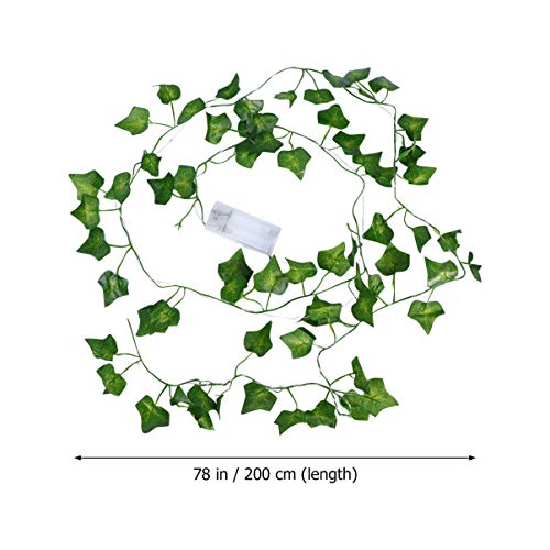 BESTOYARD 2M Cordão de folhas verdes Luzes de simulação Ivy Plantas Garland Cordão Luzes Noturnas Ba