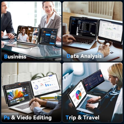 Image of Laptop Screen Extender Monitor - Dual 14 inch IPS FHD 1080P Extended Monitors for 13 inch-17 inch Laptops Type-C /HDMI /USB-A Compatible with Windows Mac Travel Work