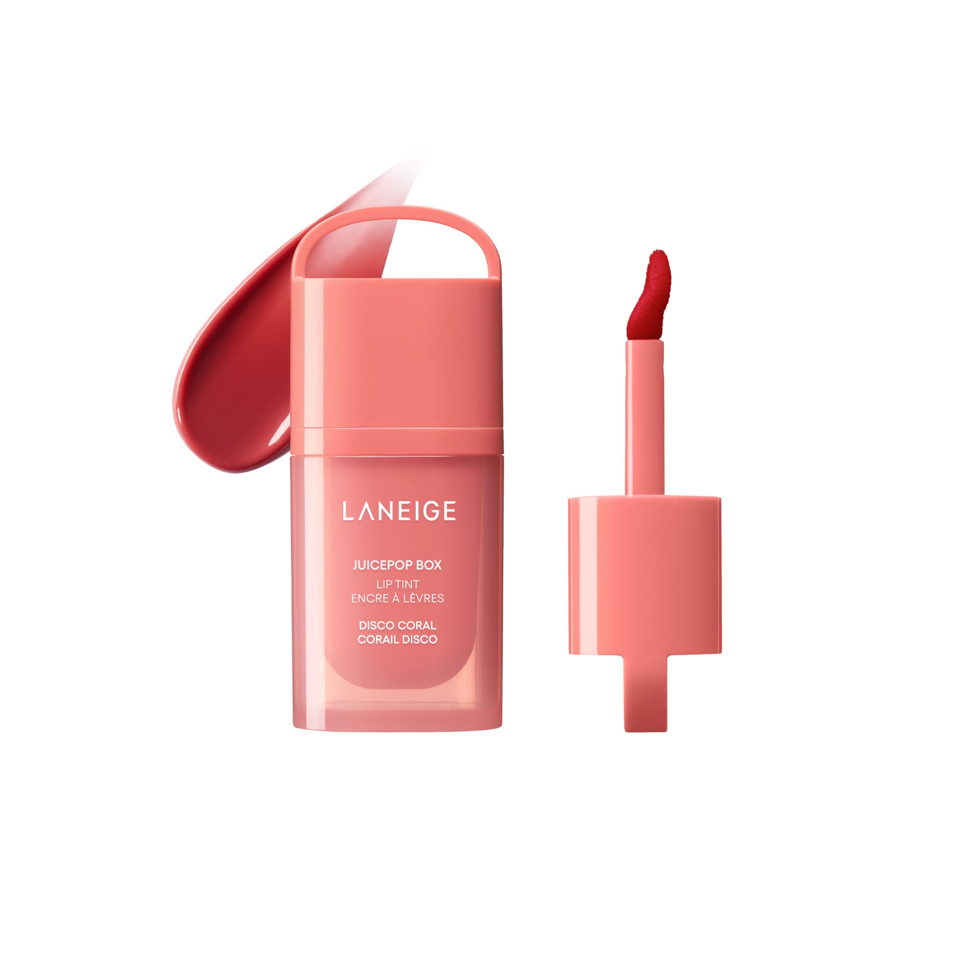 LANEIGE JuicePop Box Lip Tint #4 Disco Coral | The Laneige JuicePop Box Lip Tint offers a fresh take on lip color with its transformative Water-to-Oil formula.-image-27