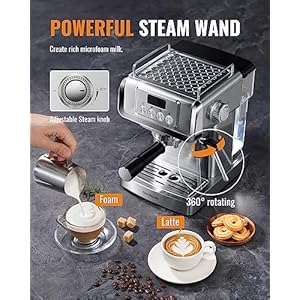 SHARDOR Espresso Machine 20 Bar, Professional Espresso Maker with Milk Frother Steam Wand, Stainless Steel Manual Latte & Cappuccino Maker for Home, Temperature Display, 60 Oz Water Tank, 1350W SHARDOR Espresso Machine 20 Bar Professional Espresso Maker with Milk Frother Steam Wand Stainless Steel Manual Latte Cappuccino Maker for Home Temperature Display 60 Oz Water Tank 1350W
