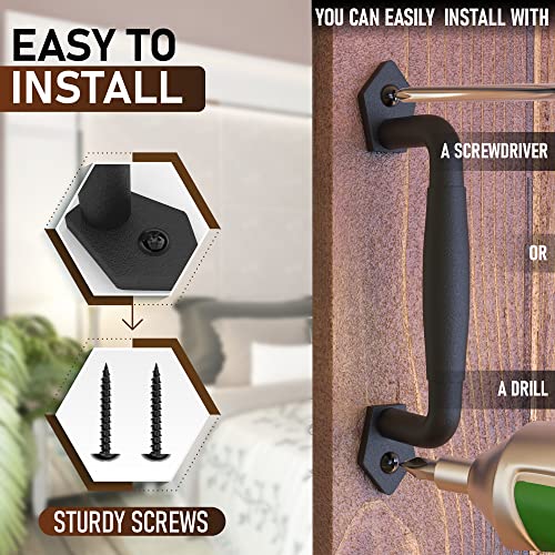 Image of 2-Pack 8 Inch Diamond Tapered Barn Door Handle - Black Cast Iron Pull for Sliding Doors, Gates, Sheds, Fences, Closets - Indoor Outdoor Farmhouse Hardware
