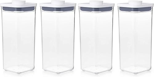 OXO Good Grips POP - Contenedor hermético para almacenamiento de alimentos, cuadrado de 1.7 cuartos de galón (paquete de 4)
