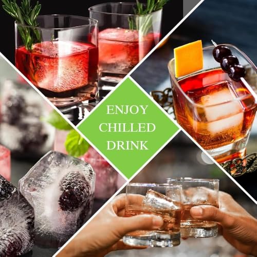 Image of Ice Cube Molds with Lid,Big Silicone Ice Cube Tray for Whiskey,2Inch Square Ice Cube Tray,Easy-Release Ice Mold,Giant Ice Cubes for Bourbon Cocktail (2, Navy Blue)