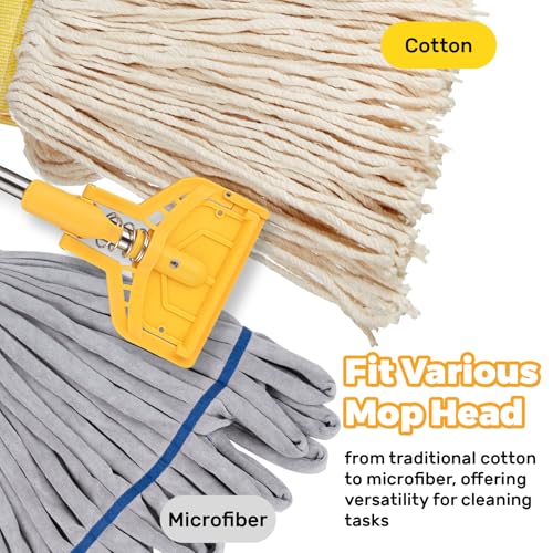 Image of Commercial Heavy Duty Mop Handle 61 Inch Mop Stick with Adjustable Stainless Steel Handle Industrial Floor Cleaner Stick Replacement Wet palo de trapeador (2 Pack)