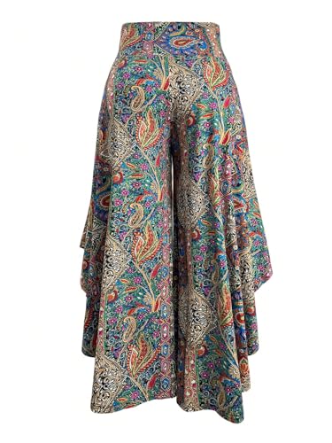 Verdusa Women's Plus Size Boho Vacation Paisley Tribal Pants Vintage Wide Leg Baggy Flowy Pants2