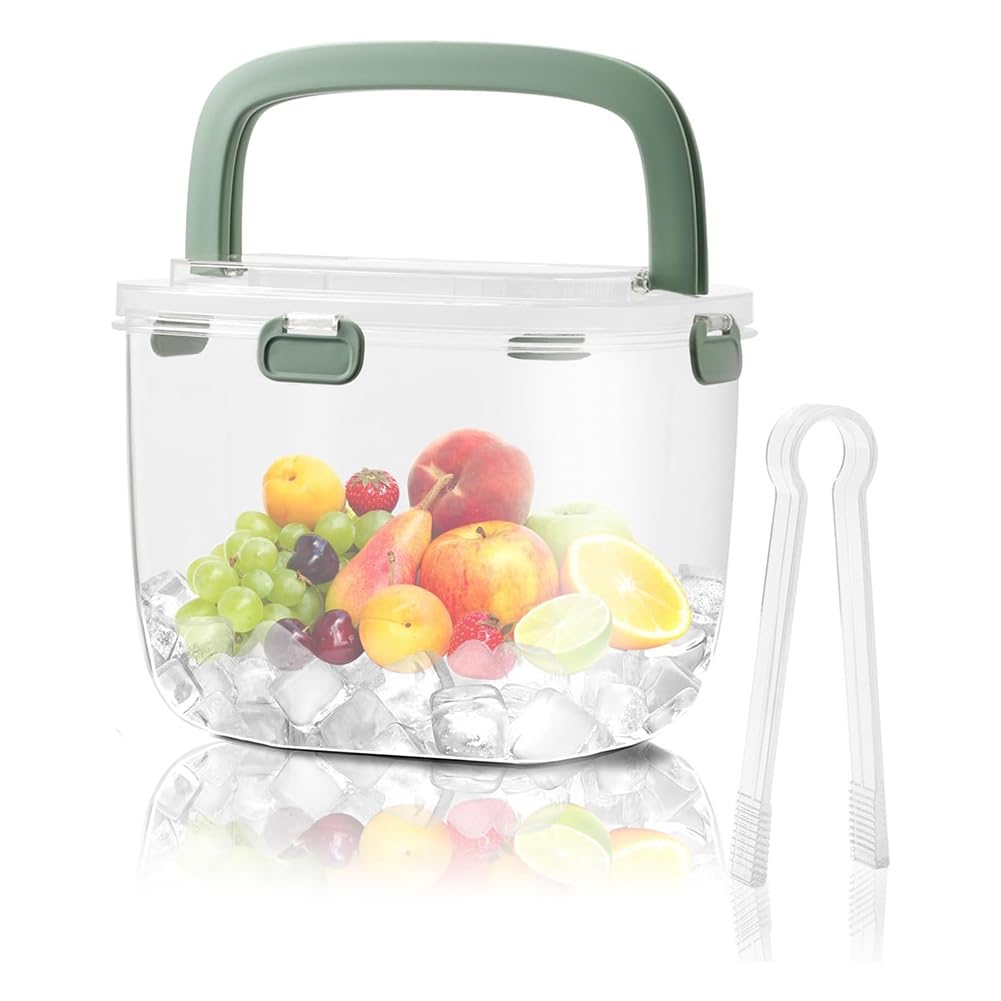 CTRLZS Clear Ice Bucket for Outdoor Camping Ice Buckets for Parties with Lid Ice Block Storage Bin