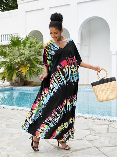 Image of Kaftan Dresses for Women Plus Size Bathing Suit Cover up Caftan Maxi Beach Dresses