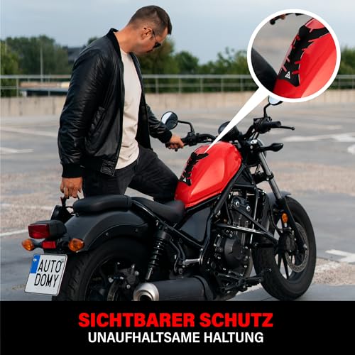 Autodomy Tankpad Motorrad Schwarz Universell V2 | Motorrad Tank Aufkleber 20x14 cm | Geeignet für Alle Motorradmarken
