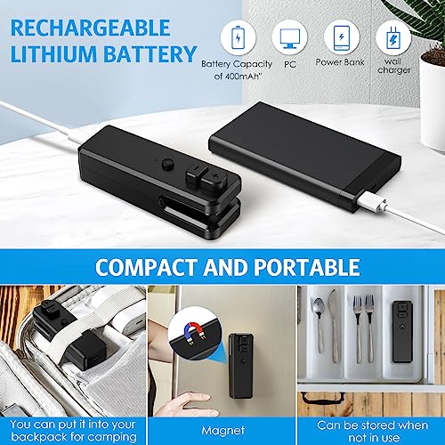 Foto von Brifit Mini Folienschweißgerät, 2 in 1 Bag Sealer mit Cutter Versiegelungsmaschine, USB Aufladbar Hand Verschlussgerät für Plastiktüten Beutel Spänesäcke Lebensmittellagerung Snack