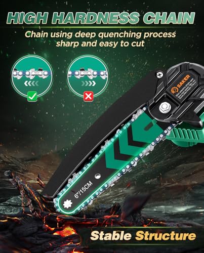 Image of Saker Mini Chainsaw with Auto Oiler|6 Inch Chainsaws[2026 Upgraded]|Mini Cordless Electric Chain Saw|Small Handheld Portable Chainsaw Battery Powered for Tree Trimmer and Garden 2 Batteries+3 Chains