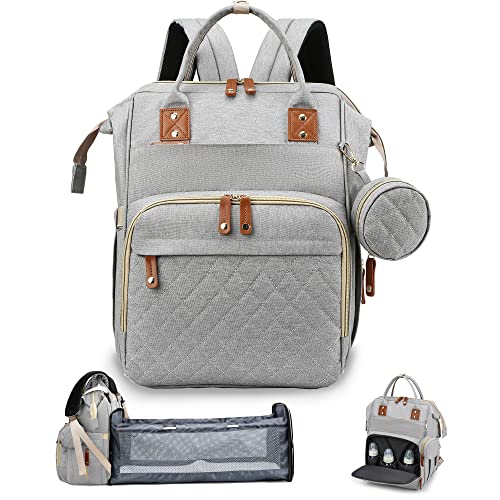 Image of SALIFA Diaper Bag Backpack with Changing Station, Baby Diaper Backpack Bag, Large Diaper Bag, Waterproof Multi-Function Travel Portable Mommy Bag, Newborns Gift, Gray