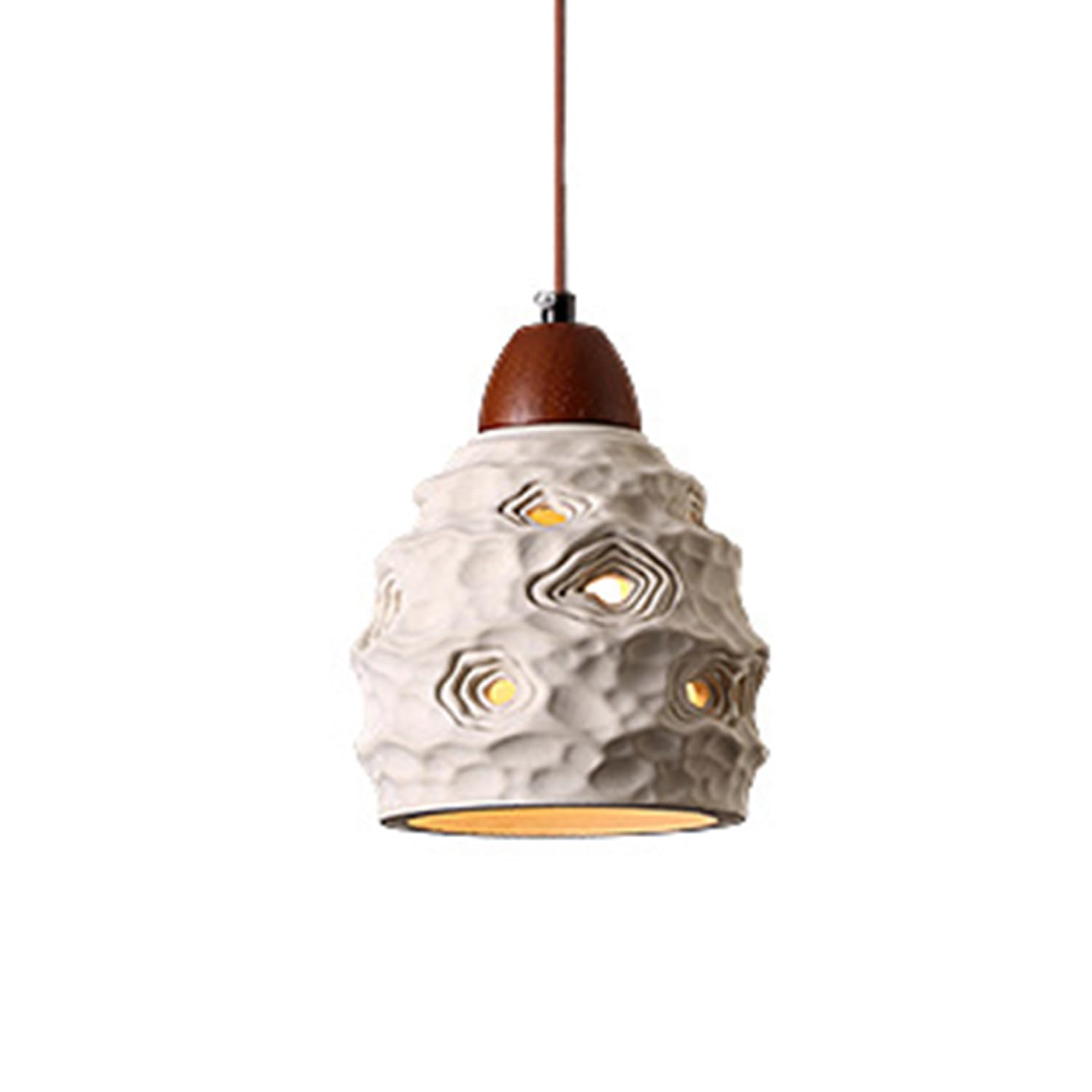 Lampadario creativo in cemento con luci sospese in legno