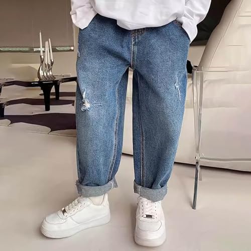 Boys Casual Wide Leg Jeans Comfortable Loose Fit Denim Trousers Stylish Streetwear Pants for Active Kids3