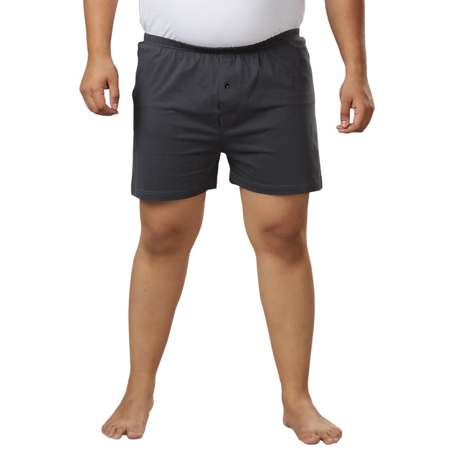 vaishvik Mens Plus Size Boxers Shorts - Cotton Knit Hosiery - Dark Grey-picture-16