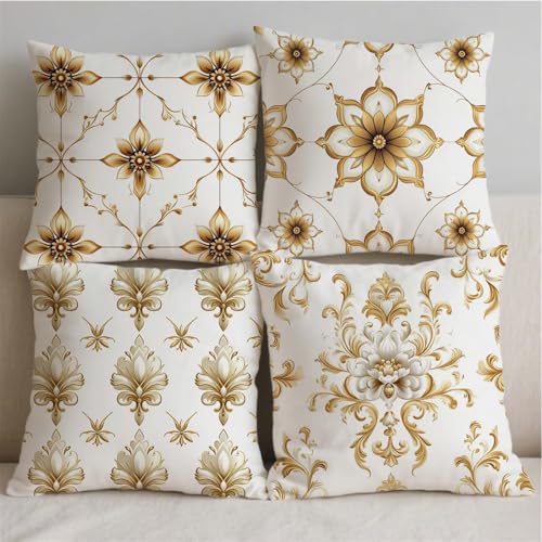Housse de coussin 40x40cm moutarde déhoussable pour salon extérieur - 3