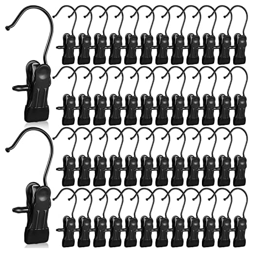 100 Pieces Boot Hangers for Closet Laundry Hooks Hanging Clips Boot Hangers Holder Travel Home Space Saving for Clothes Hats Towels Single Hanger Organizer Clamps (Electrophoresis Black)