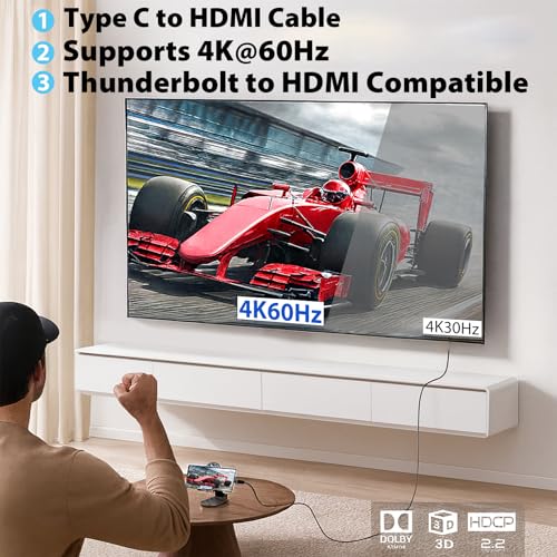 Image of Cyberguys! USB C to HDMI Cable, 4K 60Hz Braided Type-C, 10 FT