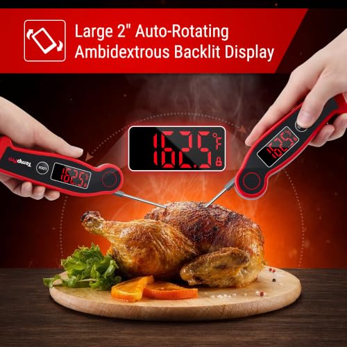 Image of TempPro TP19 Waterproof Digital Meat Thermometer for Grilling with Ambidextrous Backlit & Thermocouple Instant Read Kitchen Cooking Food Thermometer for Candy Oil BBQ Smoker (Previously ThermoPro)