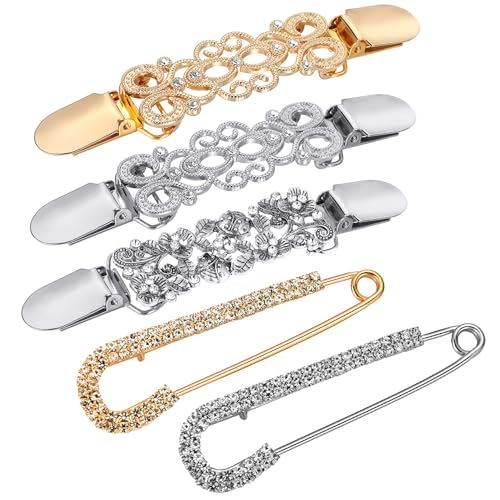 Image of 5 Pcs Vintage Dress Cinch Clips Sweater Cardigan Shawl Clips Retro Cardigan Collar Clips Waist Back Cincher Clip for Women Girls Brooch Clips