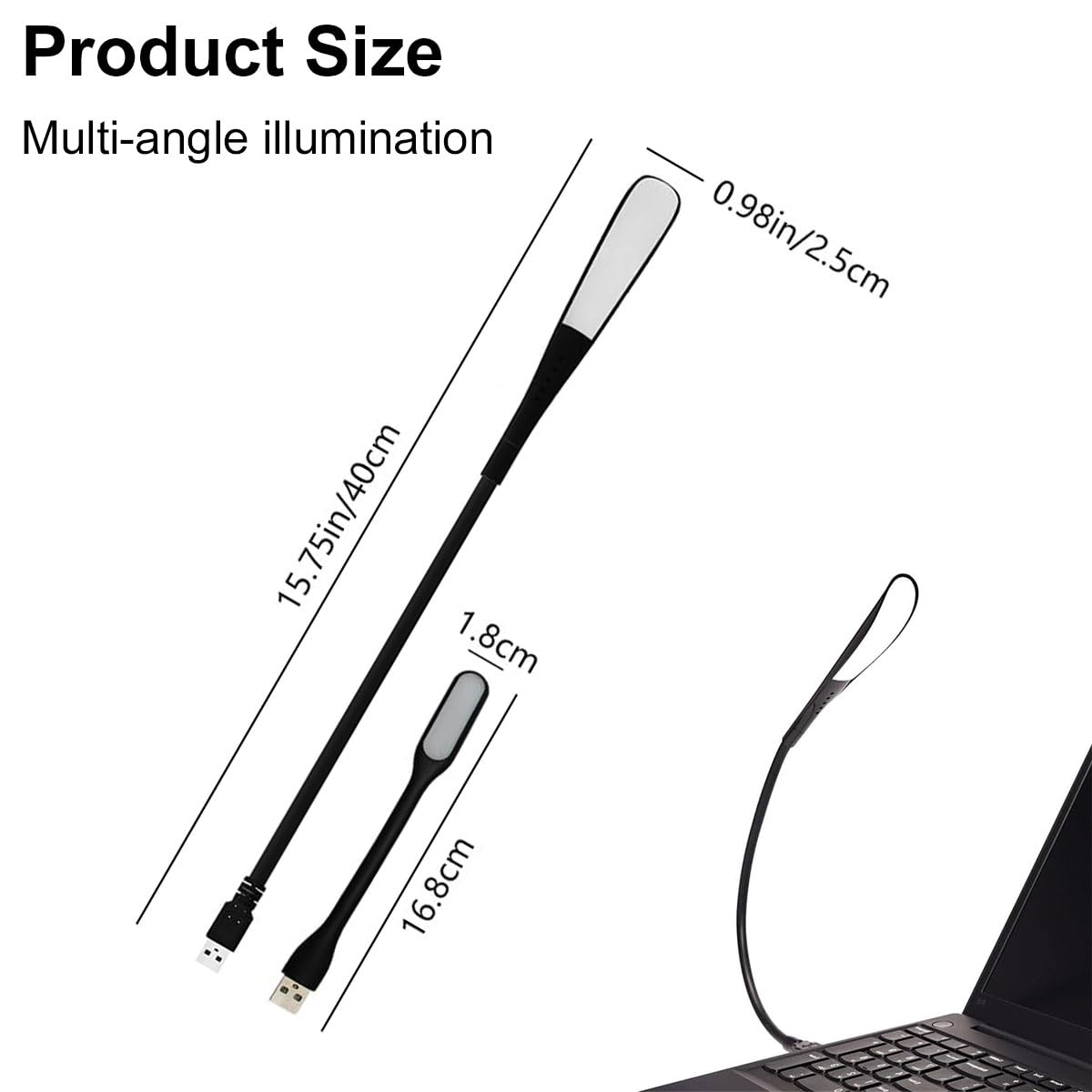 Lampa USB, możliwość ściemniania, lampa USB, lampka do czytania USB, 3-stopniowa regulacja jasności, lampka nocna LED, mini USB do laptopa, 14 diod LED, lampa typu łabędzia szyja, przełącznik