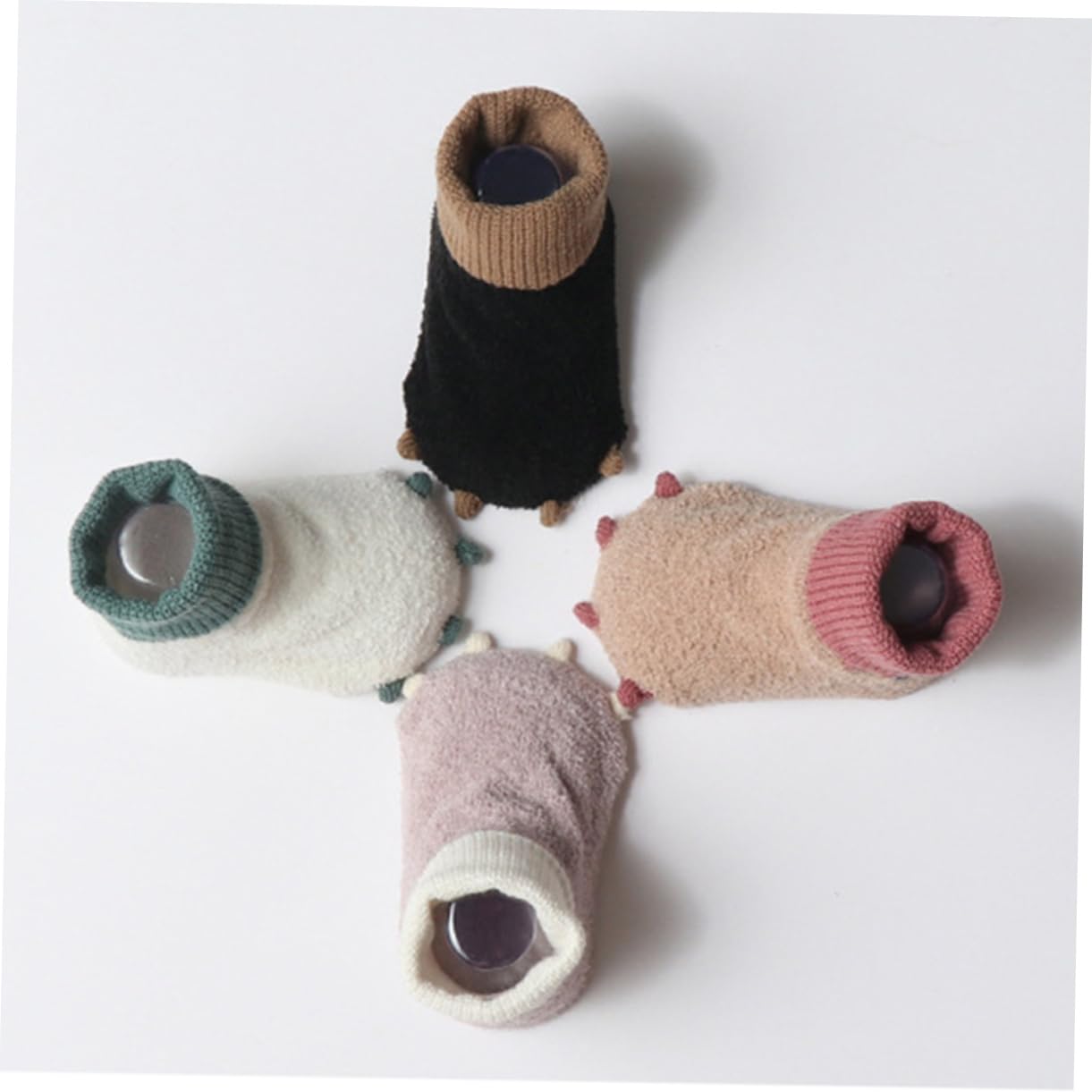 GALPADA Warm Winter Socks 1 Pair Black Grip Socks for Newborn Boys Non-slip Infant Booties