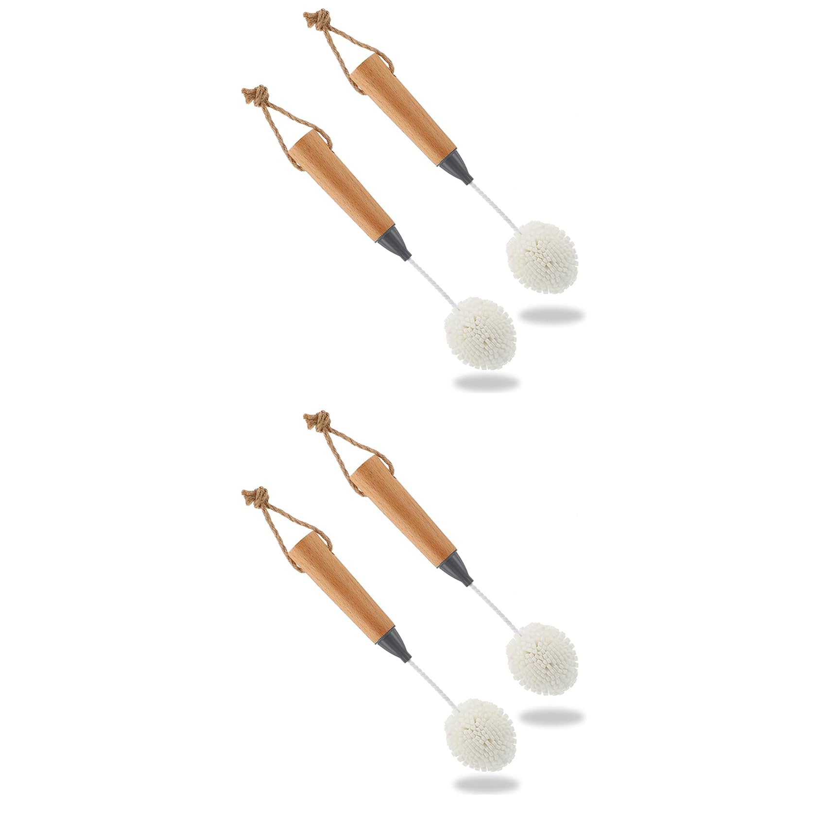 Hndhbfgrt Wine Glass Cleaning Brush Flute and Stemware Brush Non Scratch Foam Bristle Brush with Wooden Handles 4Pcs
