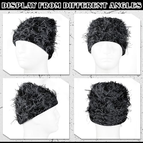 Chuarry Distressed Knitted Beanie Fuzzy Winter Hats Thick Warm Y2k Beanie Snow Knit Cap Skull for Women Men4