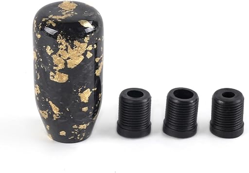 Gear Shift Knob,Universal Carbon Fiber Forged Pattern Car Manual Gear Shift Knob with 3 Adapters,Gold