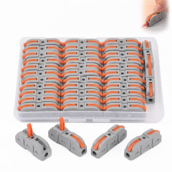35 PCS Electrical Connectors Lever Nut Wire Connectors Kit, Quick Splice Terminal Blocks, Compact Conductor Cable Connectors for Fast Wiring, Butt Splicing Terminals, DIY Home Automotive Use