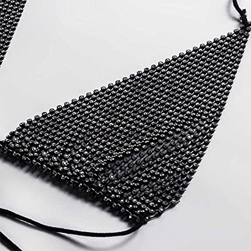 Asooll Rhinestone Bikini Sets Sparkly Crystal Beach Bra Body Chain Sexy Swimwear Fashion Party Nightclub Body Accessories Jewelry for Women and Girls (Black) - Image 5