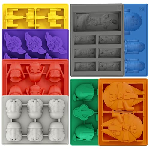 8-Piece Sci-fi Silicone Molds Set - Food-Grade Ice Cube Trays for Space-Themed Drinks, Candy, Chocolate, Jello | Sturdy, Non-Stick, Reusable, Dishwasher-Safe, Resistant to Hot and Cold Temperatures