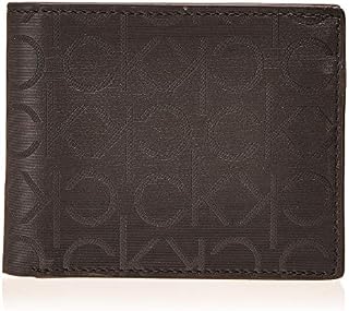 Calvin Klein Men's Bifold Wallet with Embossed Logo, black, 1 Size