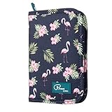 Passport Wallet Holder for Men&Women,RFID Blocking Travel Waterproof Credit Card&Ticket Organizer Multifunctional Family Zipper Money Case Boarding Passes Storage (Flamingo)