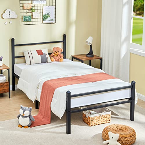 Greenforest Twin Size Bed Frame With Headboard Easy Assemble Metal Platform Bed Base With Heavy Duty Support For Boys Girls Single Person Mattress Foundation No Box Spring Needed #TOP3