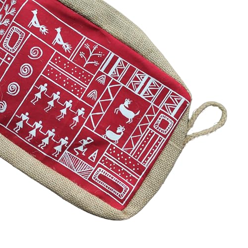 Handmade Jute Handbag | Eco-Friendly Indian Traditional Warli Artwork Jute Pouch | Ethnic Tote Bag for Daily Use & Gifting3