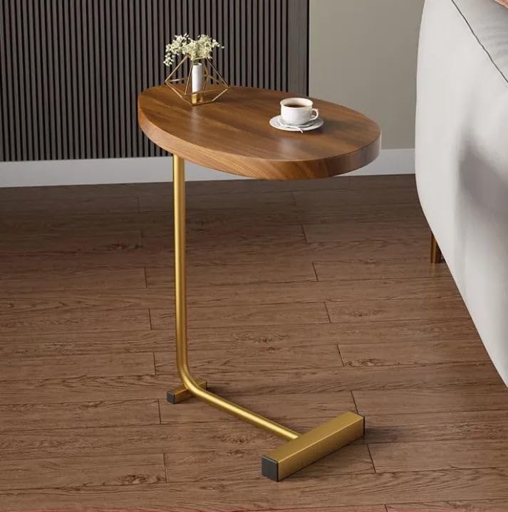 Image of TV Tray Table, Flip-Top & Rounded Metal Corners, Snack Table for Couch, Sofa, Bed, Chair, Living Room, C Shaped End Side Table for Eating, Dinner or Laptop, Small Spaces
