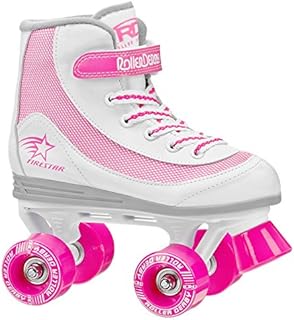 Roller Derby Firestar Youth Girl's Quad Roller Skates, White/Pink, Size 13