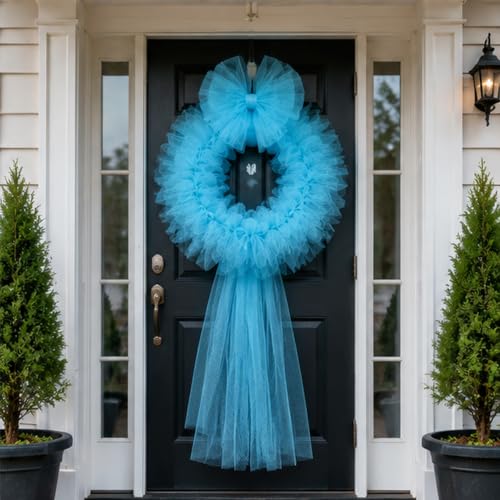 Image of Turquoise Blue Tulle Fabric Ribbon 6 Inch by 25 Yards Rolls Fabric Spool Tulle for Gift Wrapping Wedding Decorations Craft Supplies DIY Tutu Skirt Baby Shower Birthday Party