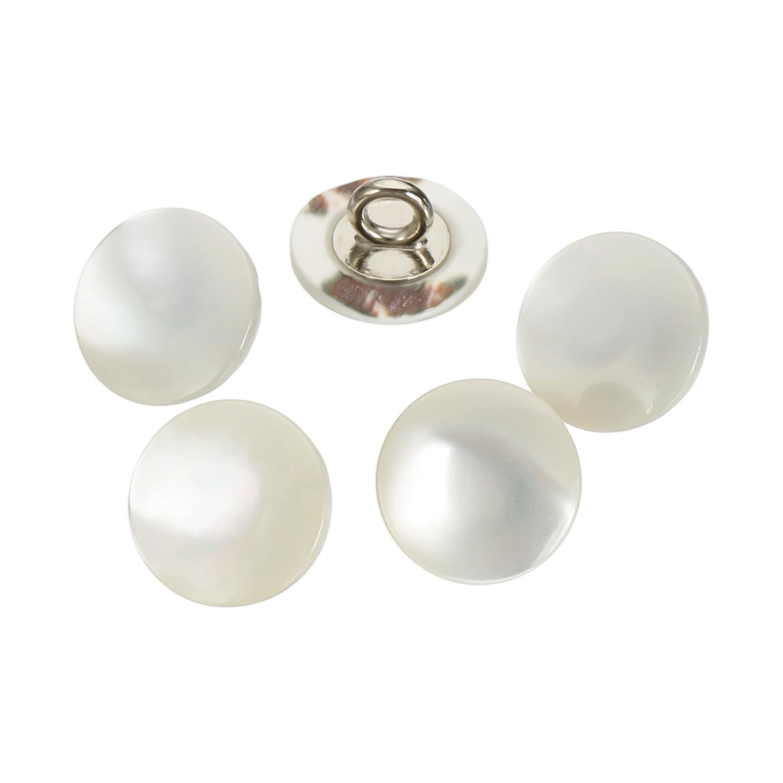 sourcing map 5 Pcs Natural Shell Buttons, 11.5mm Mother of Pearl Buttons Curved Surface Button Shell Shank Button for Shirt Sewing DIY Crafts Decoration, Beige/Silver