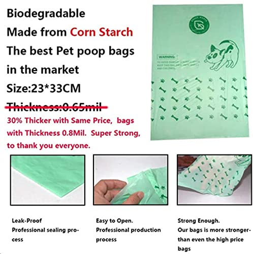 Green Maker 30% Dicker Biologisch abbaubare Hundekotbeutel 360 Beutel Hundekotbeutel aus Maisstärke (Grün)