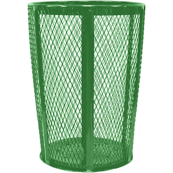 WITT Commercial Steel Mesh 48 Gallon Round Commercial Metal Trash Can Garbage Can Trash Receptacle | Great for Outdoor Areas Like Beaches, Lakes, Pools - Green